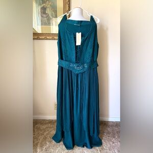 Holy Clothing Dress 4X New Womens Renaissance Medieval Danu Embroidered Blue
